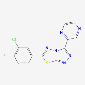 molecular formula C13H6ClFN6S B4762729 6-(3-chloro-4-fluorophenyl)-3-(2-pyrazinyl)[1,2,4]triazolo[3,4-b][1,3,4]thiadiazole 