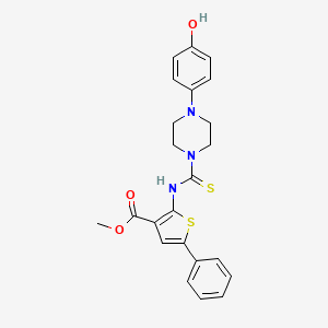 molecular formula C23H23N3O3S2 B4762741 methyl 2-({[4-(4-hydroxyphenyl)-1-piperazinyl]carbonothioyl}amino)-5-phenyl-3-thiophenecarboxylate 