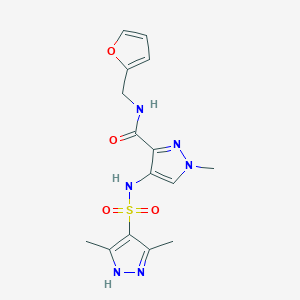 molecular formula C15H18N6O4S B4762751 4-{[(3,5-dimethyl-1H-pyrazol-4-yl)sulfonyl]amino}-N-(2-furylmethyl)-1-methyl-1H-pyrazole-3-carboxamide 