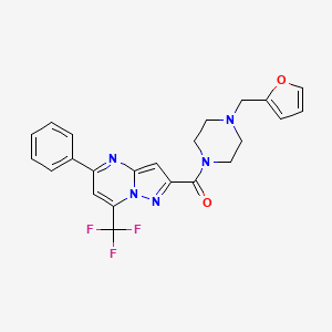 molecular formula C23H20F3N5O2 B4762761 2-{[4-(2-furylmethyl)-1-piperazinyl]carbonyl}-5-phenyl-7-(trifluoromethyl)pyrazolo[1,5-a]pyrimidine 
