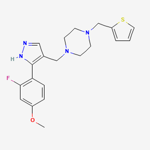 molecular formula C20H23FN4OS B4762815 1-{[3-(2-fluoro-4-methoxyphenyl)-1H-pyrazol-4-yl]methyl}-4-(2-thienylmethyl)piperazine 