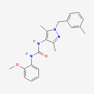 molecular formula C21H24N4O2 B4762818 N-[3,5-dimethyl-1-(3-methylbenzyl)-1H-pyrazol-4-yl]-N'-(2-methoxyphenyl)urea 