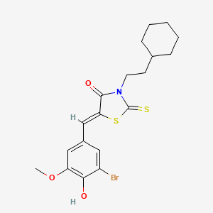 molecular formula C19H22BrNO3S2 B4762900 5-(3-bromo-4-hydroxy-5-methoxybenzylidene)-3-(2-cyclohexylethyl)-2-thioxo-1,3-thiazolidin-4-one 