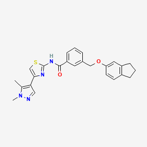 molecular formula C25H24N4O2S B4762918 3-[(2,3-dihydro-1H-inden-5-yloxy)methyl]-N-[4-(1,5-dimethyl-1H-pyrazol-4-yl)-1,3-thiazol-2-yl]benzamide 
