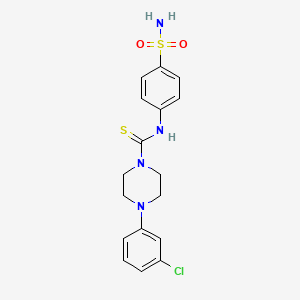 molecular formula C17H19ClN4O2S2 B4762940 N-[4-(aminosulfonyl)phenyl]-4-(3-chlorophenyl)-1-piperazinecarbothioamide 