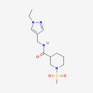molecular formula C13H22N4O3S B4762957 N-[(1-ethyl-1H-pyrazol-4-yl)methyl]-1-(methylsulfonyl)-3-piperidinecarboxamide 