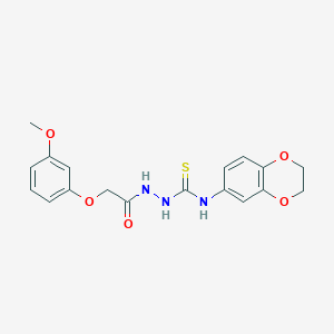 molecular formula C18H19N3O5S B4762989 N-(2,3-dihydro-1,4-benzodioxin-6-yl)-2-[(3-methoxyphenoxy)acetyl]hydrazinecarbothioamide 