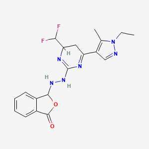 molecular formula C19H20F2N6O2 B4763022 3-{2-[4-(difluoromethyl)-6-(1-ethyl-5-methyl-1H-pyrazol-4-yl)-4,5-dihydro-2-pyrimidinyl]hydrazino}-2-benzofuran-1(3H)-one 