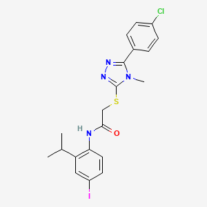 molecular formula C20H20ClIN4OS B4763029 2-{[5-(4-chlorophenyl)-4-methyl-4H-1,2,4-triazol-3-yl]thio}-N-(4-iodo-2-isopropylphenyl)acetamide 