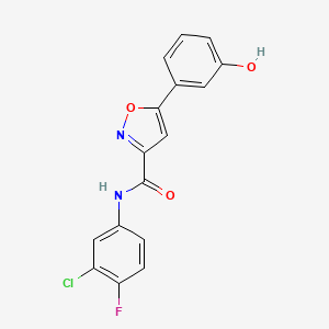 molecular formula C16H10ClFN2O3 B4763041 N-(3-chloro-4-fluorophenyl)-5-(3-hydroxyphenyl)-3-isoxazolecarboxamide 