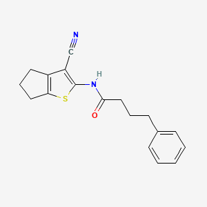 molecular formula C18H18N2OS B4763049 N-(3-cyano-5,6-dihydro-4H-cyclopenta[b]thien-2-yl)-4-phenylbutanamide 