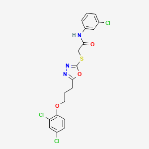 molecular formula C19H16Cl3N3O3S B4763058 N-(3-chlorophenyl)-2-({5-[3-(2,4-dichlorophenoxy)propyl]-1,3,4-oxadiazol-2-yl}thio)acetamide 