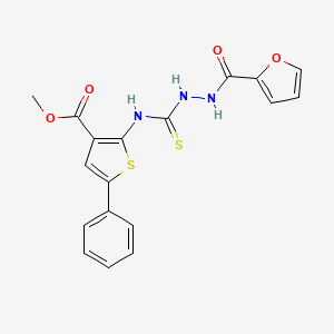 molecular formula C18H15N3O4S2 B4763066 methyl 2-({[2-(2-furoyl)hydrazino]carbonothioyl}amino)-5-phenyl-3-thiophenecarboxylate 