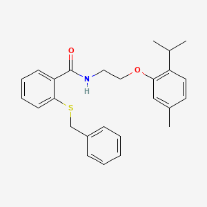 molecular formula C26H29NO2S B4763121 2-(benzylthio)-N-[2-(2-isopropyl-5-methylphenoxy)ethyl]benzamide 