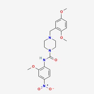 molecular formula C21H26N4O6 B4763129 4-(2,5-dimethoxybenzyl)-N-(2-methoxy-4-nitrophenyl)-1-piperazinecarboxamide 