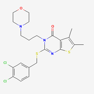 molecular formula C22H25Cl2N3O2S2 B4763148 2-[(3,4-dichlorobenzyl)thio]-5,6-dimethyl-3-[3-(4-morpholinyl)propyl]thieno[2,3-d]pyrimidin-4(3H)-one 