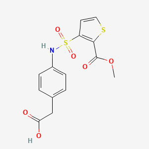 molecular formula C14H13NO6S2 B4763186 [4-({[2-(methoxycarbonyl)-3-thienyl]sulfonyl}amino)phenyl]acetic acid 
