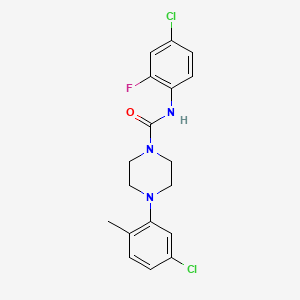 molecular formula C18H18Cl2FN3O B4763212 N-(4-chloro-2-fluorophenyl)-4-(5-chloro-2-methylphenyl)-1-piperazinecarboxamide 