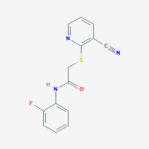 molecular formula C14H10FN3OS B4763239 2-[(3-cyano-2-pyridinyl)thio]-N-(2-fluorophenyl)acetamide 