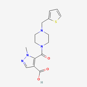 molecular formula C15H18N4O3S B4763244 1-methyl-5-{[4-(2-thienylmethyl)-1-piperazinyl]carbonyl}-1H-pyrazole-4-carboxylic acid 