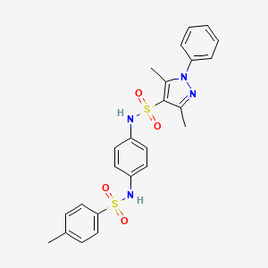 molecular formula C24H24N4O4S2 B4763258 3,5-dimethyl-N-(4-{[(4-methylphenyl)sulfonyl]amino}phenyl)-1-phenyl-1H-pyrazole-4-sulfonamide 