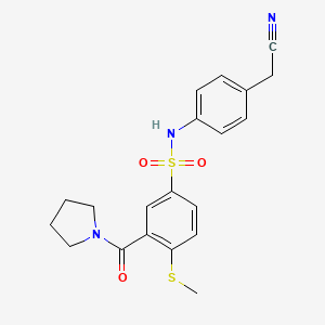 molecular formula C20H21N3O3S2 B4763289 N-[4-(cyanomethyl)phenyl]-4-(methylthio)-3-(1-pyrrolidinylcarbonyl)benzenesulfonamide 
