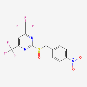 molecular formula C13H7F6N3O3S B4763296 2-[(4-nitrobenzyl)sulfinyl]-4,6-bis(trifluoromethyl)pyrimidine 