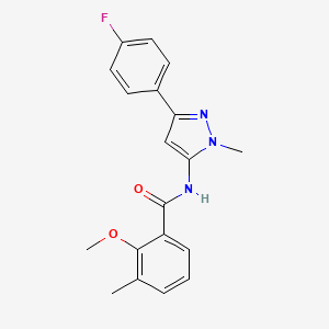 molecular formula C19H18FN3O2 B4763315 N-[3-(4-fluorophenyl)-1-methyl-1H-pyrazol-5-yl]-2-methoxy-3-methylbenzamide 
