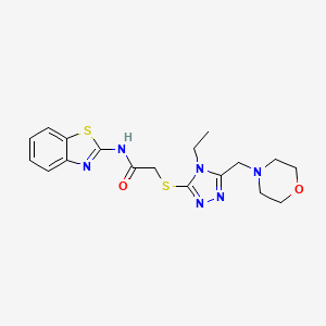 molecular formula C18H22N6O2S2 B4763325 N-1,3-benzothiazol-2-yl-2-{[4-ethyl-5-(4-morpholinylmethyl)-4H-1,2,4-triazol-3-yl]thio}acetamide 
