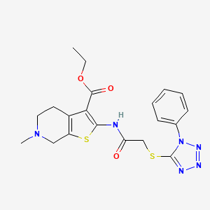 molecular formula C20H22N6O3S2 B4763335 ethyl 6-methyl-2-({[(1-phenyl-1H-tetrazol-5-yl)thio]acetyl}amino)-4,5,6,7-tetrahydrothieno[2,3-c]pyridine-3-carboxylate 