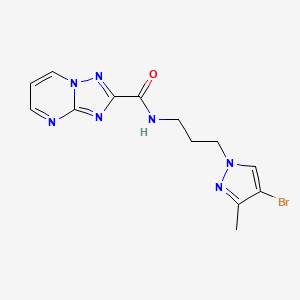 molecular formula C13H14BrN7O B4763365 N-[3-(4-bromo-3-methyl-1H-pyrazol-1-yl)propyl][1,2,4]triazolo[1,5-a]pyrimidine-2-carboxamide 