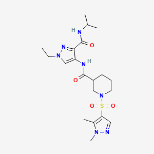 molecular formula C20H31N7O4S B4763371 1-[(1,5-dimethyl-1H-pyrazol-4-yl)sulfonyl]-N-{1-ethyl-3-[(isopropylamino)carbonyl]-1H-pyrazol-4-yl}-3-piperidinecarboxamide 
