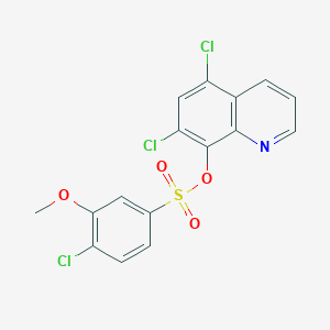molecular formula C16H10Cl3NO4S B4763372 5,7-dichloro-8-quinolinyl 4-chloro-3-methoxybenzenesulfonate 