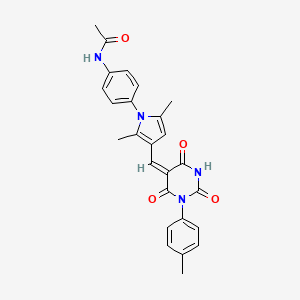 molecular formula C26H24N4O4 B4763389 N-[4-(2,5-dimethyl-3-{[1-(4-methylphenyl)-2,4,6-trioxotetrahydro-5(2H)-pyrimidinylidene]methyl}-1H-pyrrol-1-yl)phenyl]acetamide 