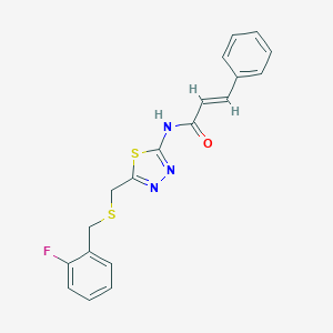 molecular formula C19H16FN3OS2 B476339 (2E)-N-(5-{[(2-fluorobenzyl)sulfanyl]methyl}-1,3,4-thiadiazol-2-yl)-3-phenylprop-2-enamide CAS No. 310418-54-3