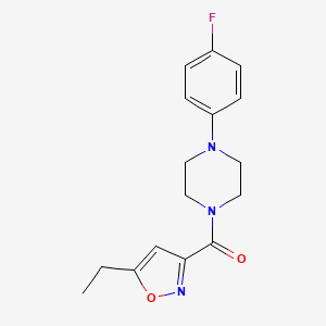 molecular formula C16H18FN3O2 B4763428 1-[(5-ethyl-3-isoxazolyl)carbonyl]-4-(4-fluorophenyl)piperazine 
