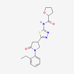 molecular formula C19H22N4O3S B4763443 N-{5-[1-(2-ethylphenyl)-5-oxo-3-pyrrolidinyl]-1,3,4-thiadiazol-2-yl}tetrahydro-2-furancarboxamide 