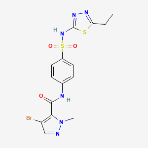 molecular formula C15H15BrN6O3S2 B4763449 4-bromo-N-(4-{[(5-ethyl-1,3,4-thiadiazol-2-yl)amino]sulfonyl}phenyl)-1-methyl-1H-pyrazole-5-carboxamide 