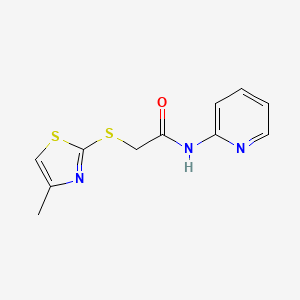 molecular formula C11H11N3OS2 B4763462 2-[(4-methyl-1,3-thiazol-2-yl)thio]-N-2-pyridinylacetamide 