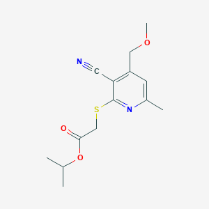 molecular formula C14H18N2O3S B4763491 isopropyl {[3-cyano-4-(methoxymethyl)-6-methyl-2-pyridinyl]thio}acetate 