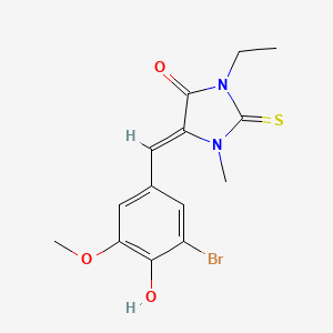 molecular formula C14H15BrN2O3S B4763501 5-(3-bromo-4-hydroxy-5-methoxybenzylidene)-3-ethyl-1-methyl-2-thioxo-4-imidazolidinone 