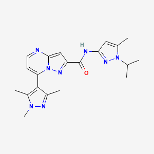 molecular formula C20H24N8O B4763553 N-(1-isopropyl-5-methyl-1H-pyrazol-3-yl)-7-(1,3,5-trimethyl-1H-pyrazol-4-yl)pyrazolo[1,5-a]pyrimidine-2-carboxamide 
