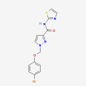 molecular formula C14H11BrN4O2S B4763558 1-[(4-bromophenoxy)methyl]-N-1,3-thiazol-2-yl-1H-pyrazole-3-carboxamide 