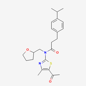 molecular formula C23H30N2O3S B4763632 N-(5-acetyl-4-methyl-1,3-thiazol-2-yl)-3-(4-isopropylphenyl)-N-(tetrahydro-2-furanylmethyl)propanamide 