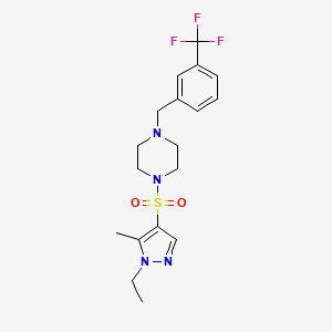 molecular formula C18H23F3N4O2S B4763668 1-[(1-ethyl-5-methyl-1H-pyrazol-4-yl)sulfonyl]-4-[3-(trifluoromethyl)benzyl]piperazine 