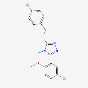molecular formula C17H15Cl2N3OS B4763734 3-[(4-chlorobenzyl)thio]-5-(5-chloro-2-methoxyphenyl)-4-methyl-4H-1,2,4-triazole 