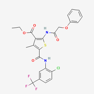molecular formula C24H20ClF3N2O5S B4763767 ethyl 5-({[2-chloro-5-(trifluoromethyl)phenyl]amino}carbonyl)-4-methyl-2-[(phenoxyacetyl)amino]-3-thiophenecarboxylate 