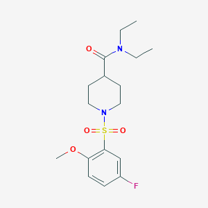 molecular formula C17H25FN2O4S B4763775 N,N-diethyl-1-[(5-fluoro-2-methoxyphenyl)sulfonyl]-4-piperidinecarboxamide 