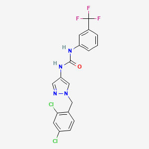 molecular formula C18H13Cl2F3N4O B4763799 N-[1-(2,4-dichlorobenzyl)-1H-pyrazol-4-yl]-N'-[3-(trifluoromethyl)phenyl]urea 
