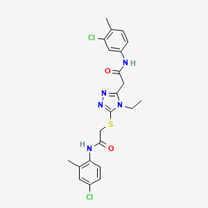 molecular formula C22H23Cl2N5O2S B4763816 N-(4-chloro-2-methylphenyl)-2-[(5-{2-[(3-chloro-4-methylphenyl)amino]-2-oxoethyl}-4-ethyl-4H-1,2,4-triazol-3-yl)thio]acetamide 